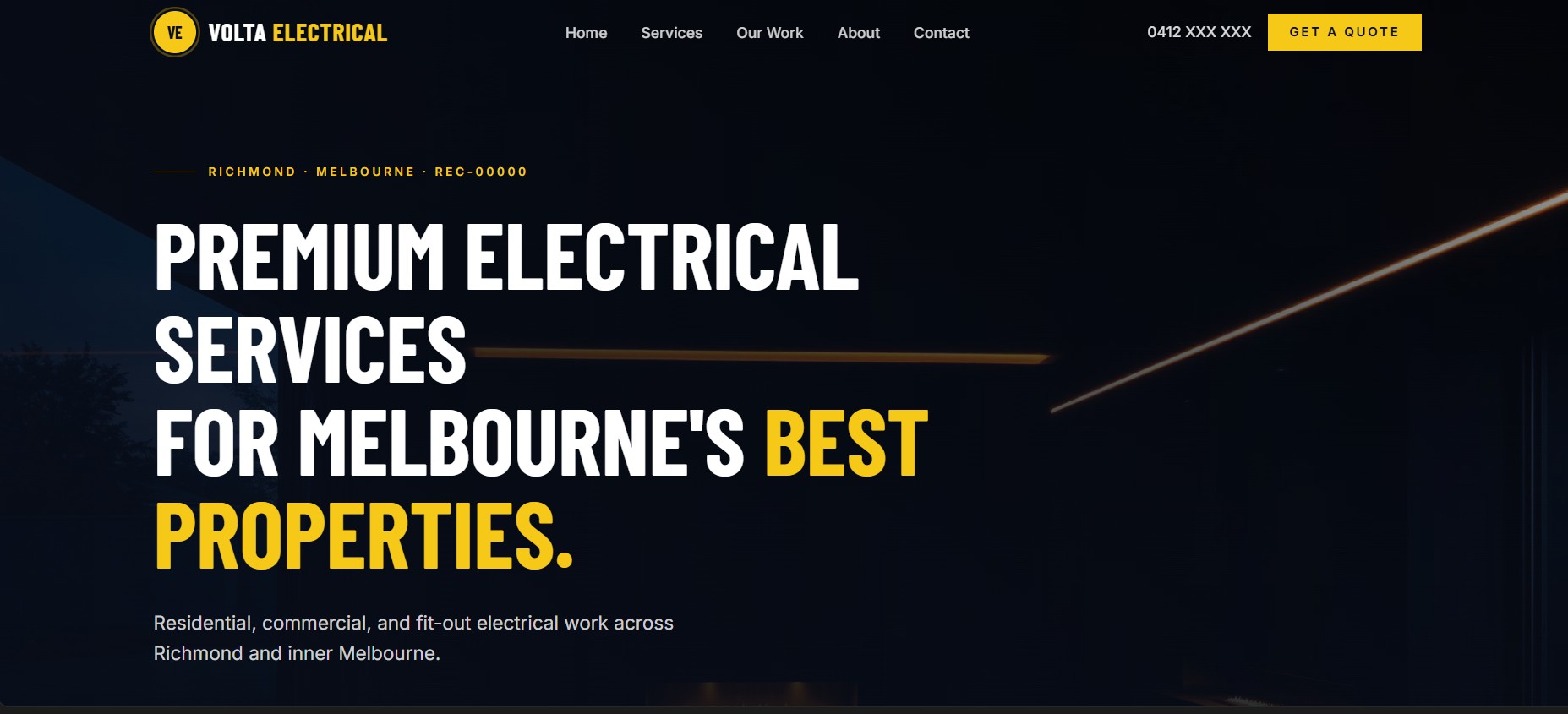 Volta Electrical website screenshot